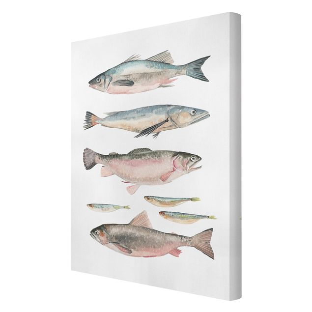 quadro animais quarto bebé Seven Fish In Watercolour I