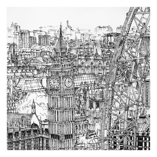 Telas decorativas cidades e paisagens urbanas City Study - London Eye