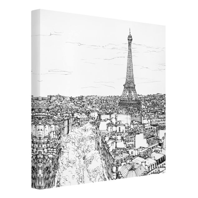 Telas decorativas em preto e branco City Study - Paris