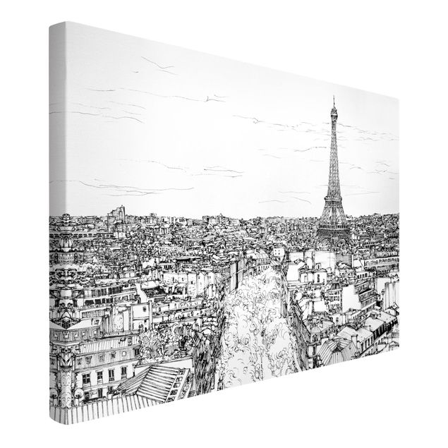 Telas decorativas em preto e branco City Study - Paris