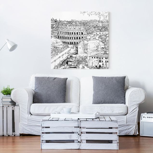 Telas decorativas em preto e branco City Study - Rome