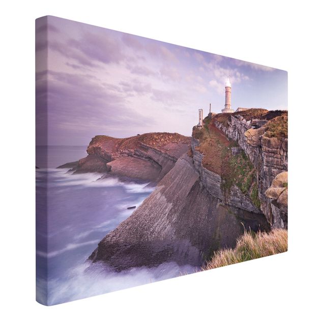 quadro de praia Cliffs and lighthouse
