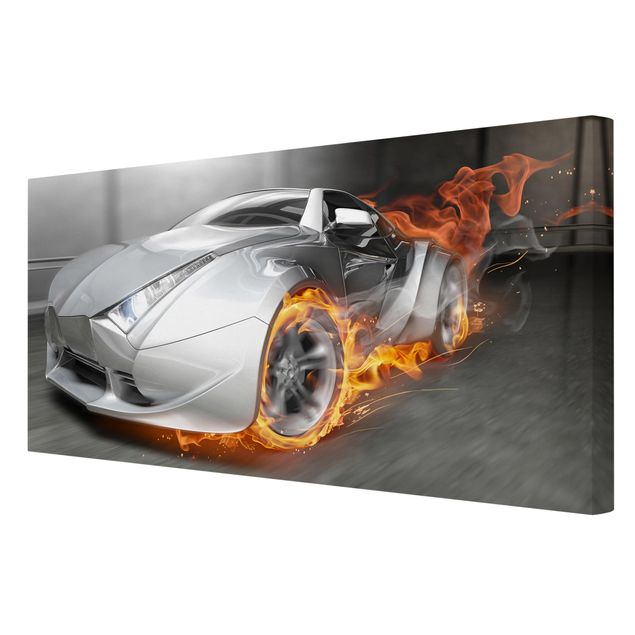 quadros em tela Supercar In Flames