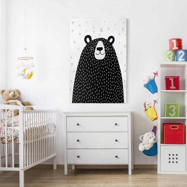 Telas decorativas em preto e branco Zoo With Patterns - Bear
