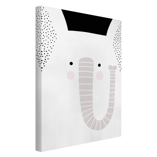 Telas decorativas em preto e branco Zoo With Patterns - Elephant