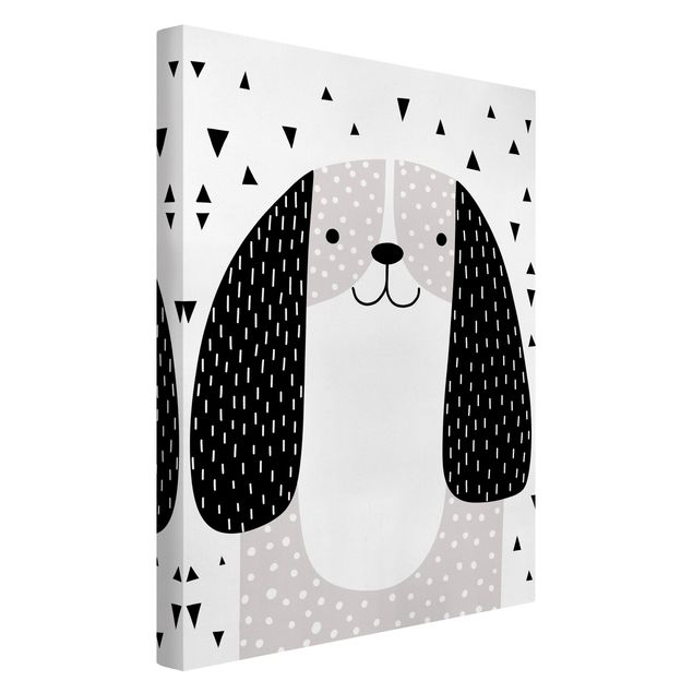 Telas decorativas em preto e branco Zoo With Patterns - Dog