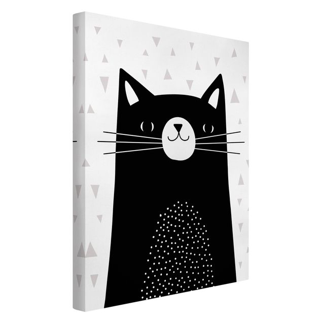 Telas decorativas em preto e branco Zoo With Patterns - Cat