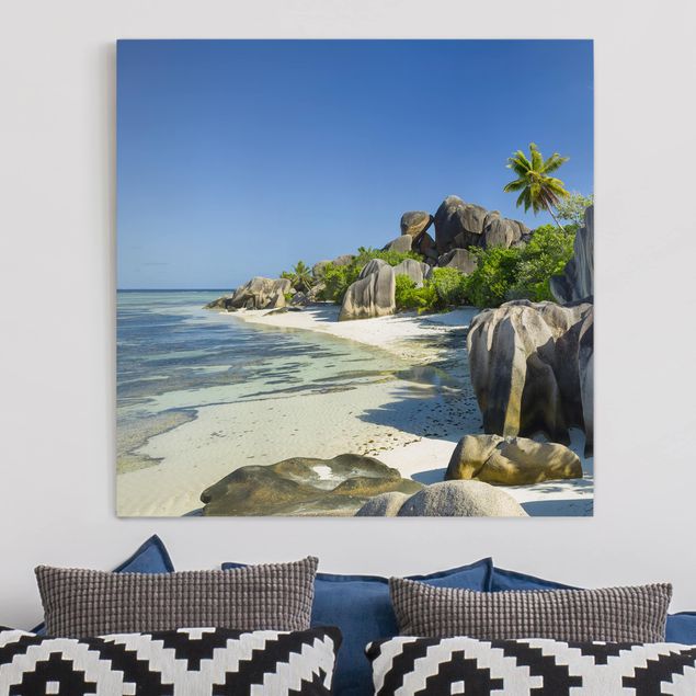 Telas decorativas pôr-do-sol Dream Beach Seychelles