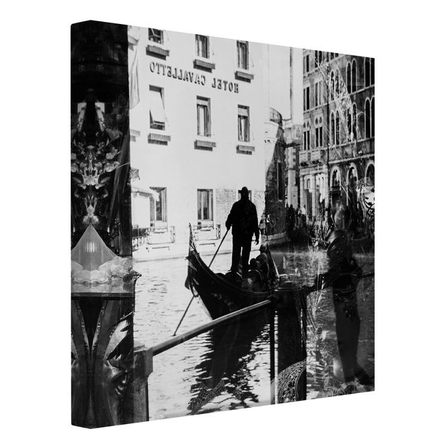 Telas decorativas em preto e branco Venice Reflections