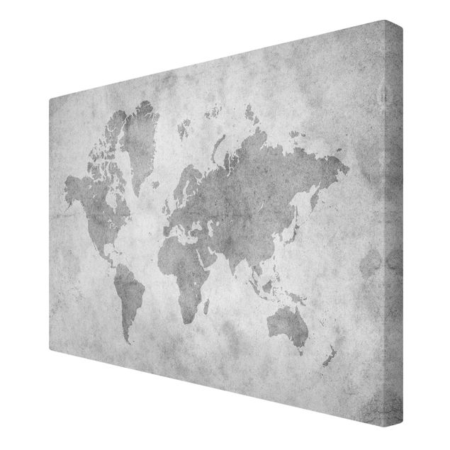 quadros em preto e branco Vintage World Map II