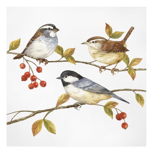 quadros decorativos para sala modernos Birds And Berries - Tits
