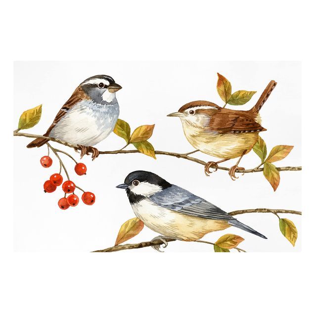 quadros decorativos para sala modernos Birds And Berries - Tits