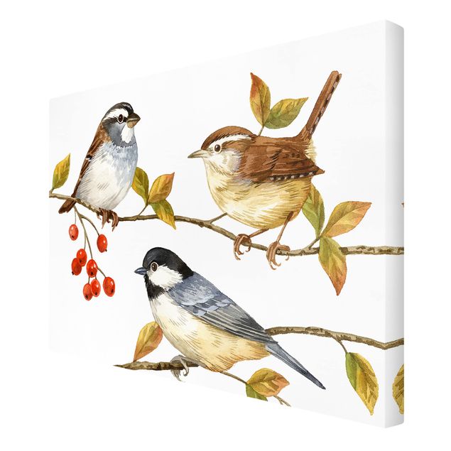 quadros para parede Birds And Berries - Tits
