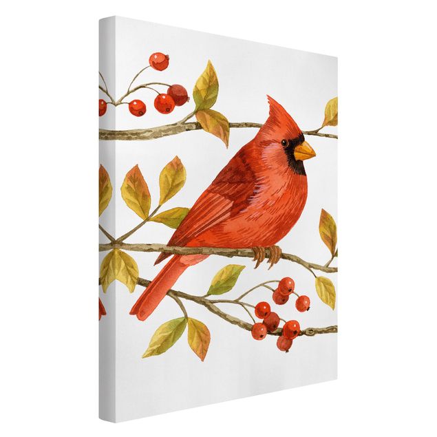 Telas decorativas animais Birds And Berries - Northern Cardinal