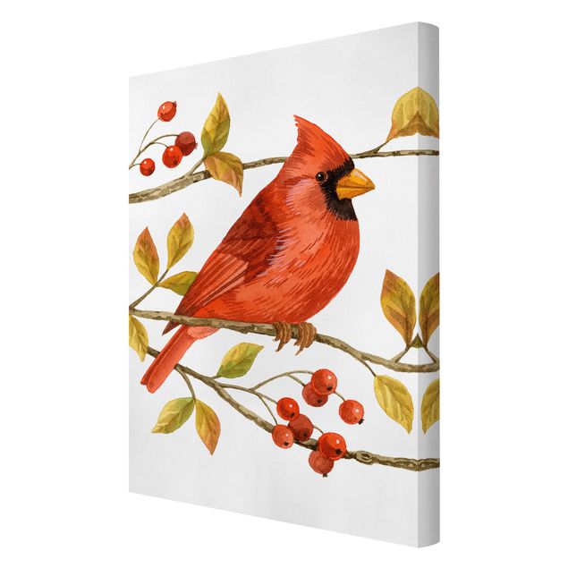 quadros para parede Birds And Berries - Northern Cardinal