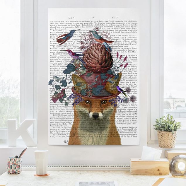Telas decorativas aves Fowler - Fox With Artichoke