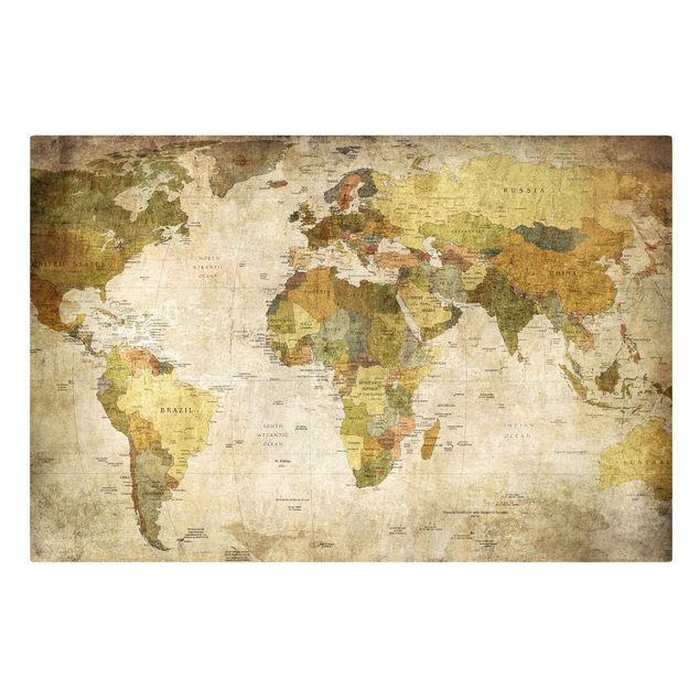 quadro decorativo verde World map
