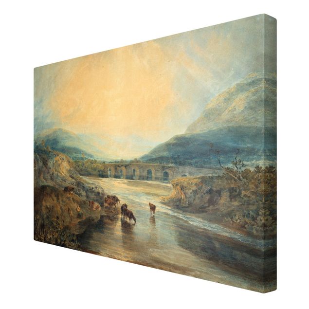 quadro com paisagens William Turner - Abergavenny Bridge, Monmouthshire: Clearing Up After A Showery Day