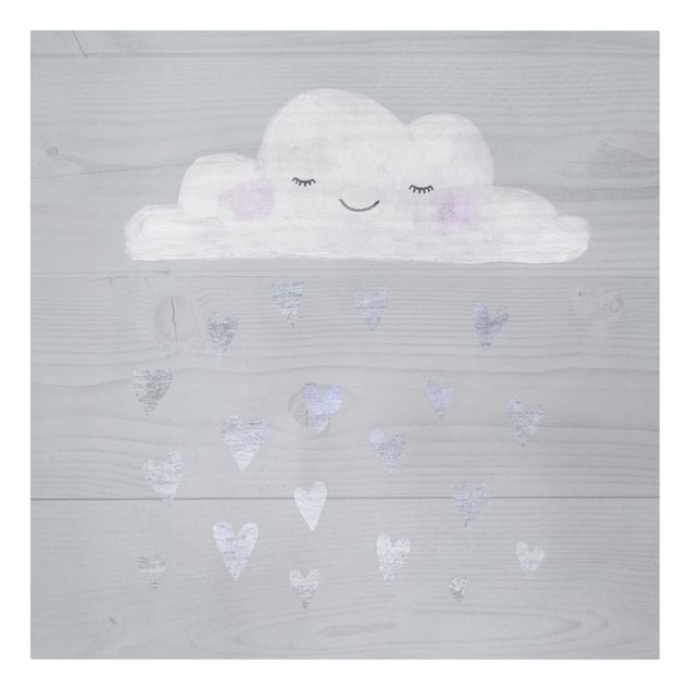 quadros para parede Cloud With Silver Hearts