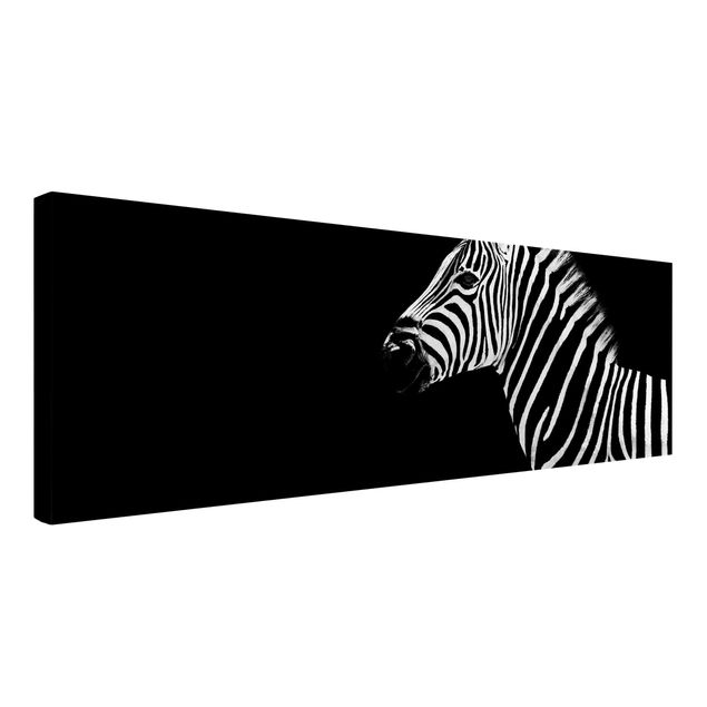 Telas decorativas em preto e branco Zebra Safari Art