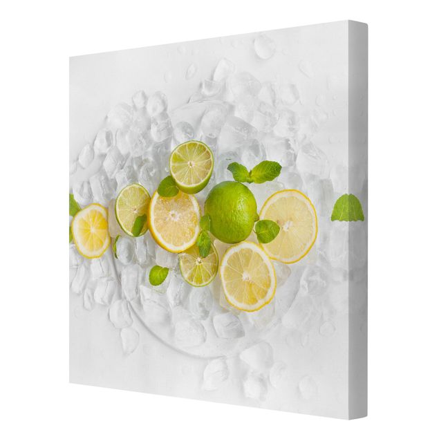 quadros para parede Citrus Fruit On Ice Cubes