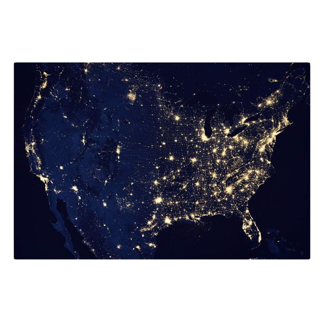 Quadros pretos NASA Picture USA From Space By Night