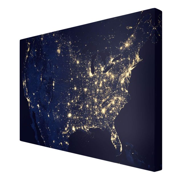 quadros para parede NASA Picture USA From Space By Night