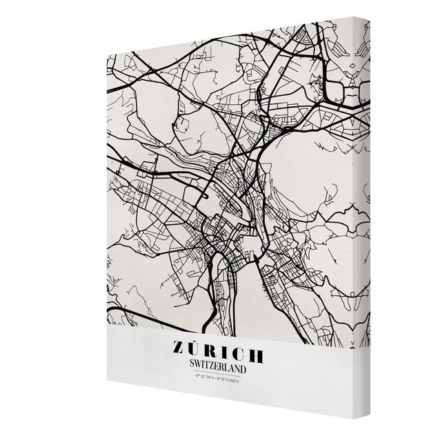 decoração quadros Zurich City Map - Classic