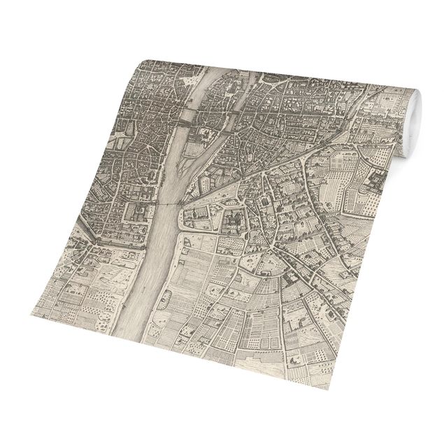 Papel de parede mapa mundi Vintage Map Paris