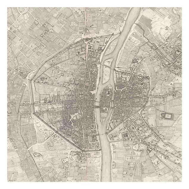 Papel de parede bege Vintage Map Paris