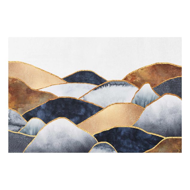 Quadros paisagens Golden Mountains Watercolour