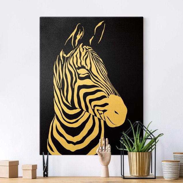 Telas decorativas zebras Safari Animals - Portrait Zebra Black