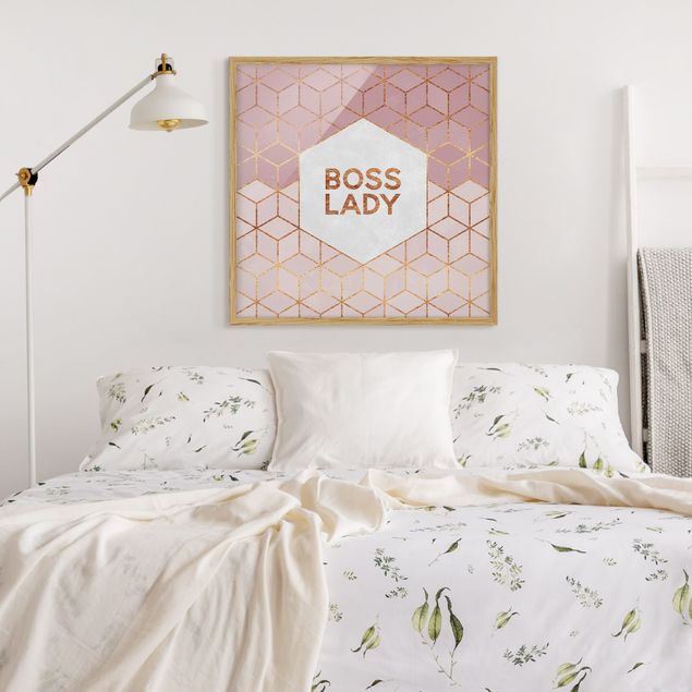 Quadros com moldura abstratos Boss Lady Hexagons Pink