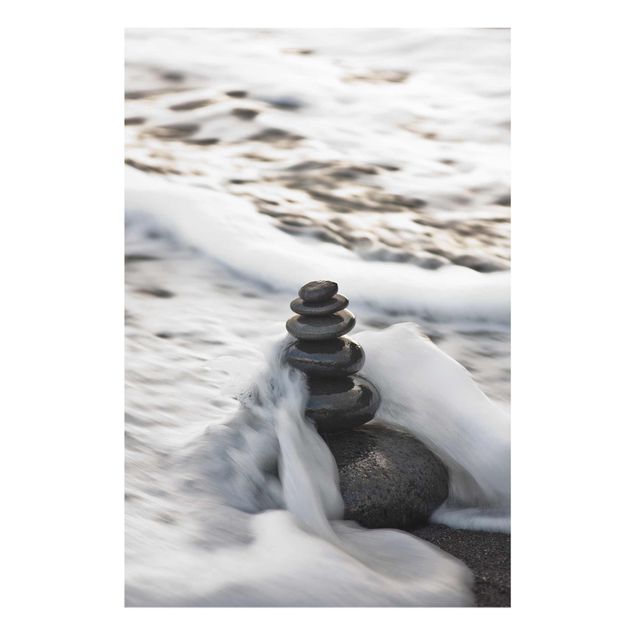 Quadros em vidro praia Stone Tower And Wave