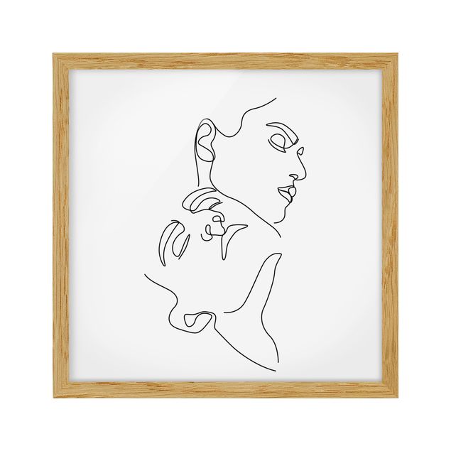 Quadros com moldura em preto e branco Line Art Women Faces White