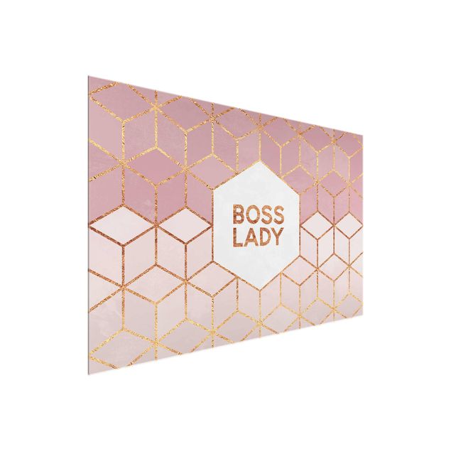 Quadros em vidro abstratos Boss Lady Hexagons Pink