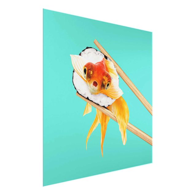 Quadros em vidro animais Sushi With Goldfish