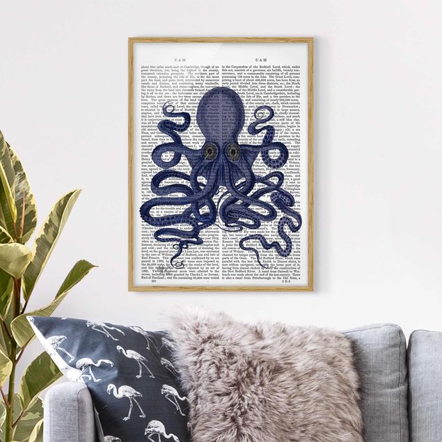 Quadros com moldura frases Animal Reading - Octopus