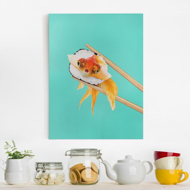 Telas decorativas peixes Sushi With Goldfish