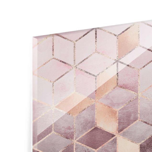 quadros para parede Pink Grey Golden Geometry