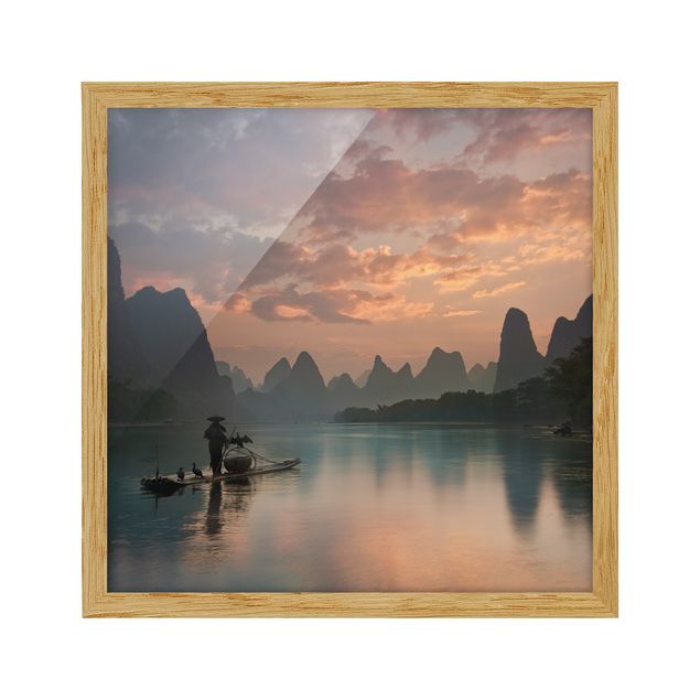 Quadros montanhas Sunrise Over Chinese River