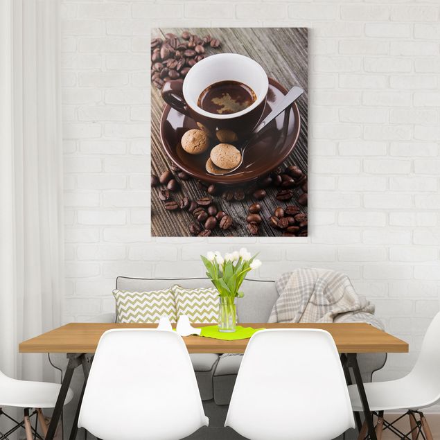 Telas decorativas réplicas de quadros famosos Coffee Mugs With Coffee Beans