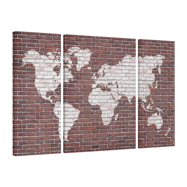 quadro em 3d Brick World Map