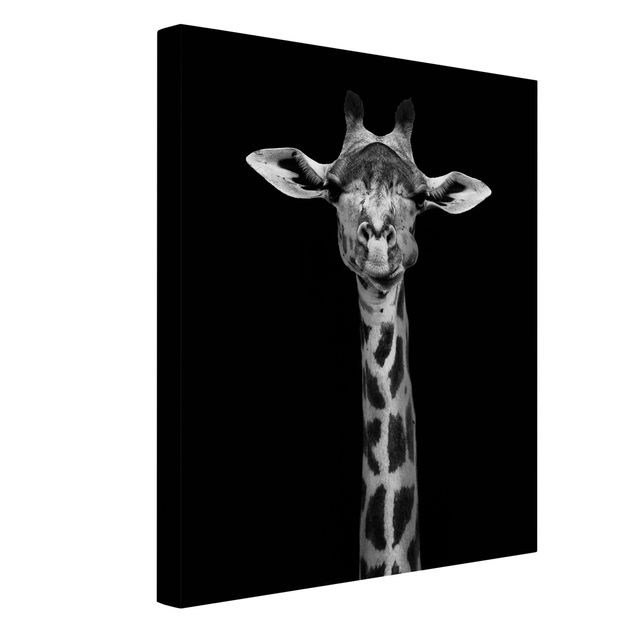 Telas decorativas em preto e branco Dark Giraffe Portrait