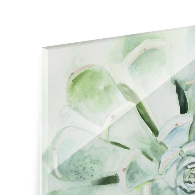 quadro de vidro Succulent Plant Watercolour Light Coloured