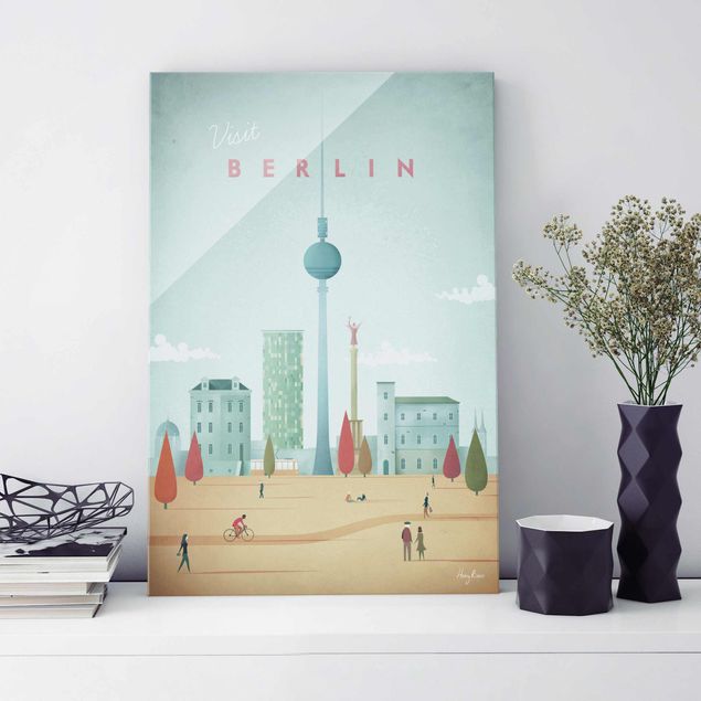 Quadros em vidro Berlim Travel Poster - Berlin