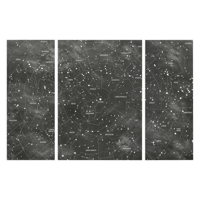 quadros preto e branco para decoração Map Of Constellations Blackboard Look