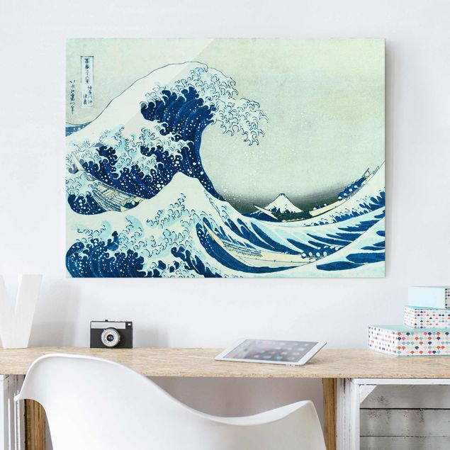 Quadros em vidro frases Katsushika Hokusai - The Great Wave At Kanagawa