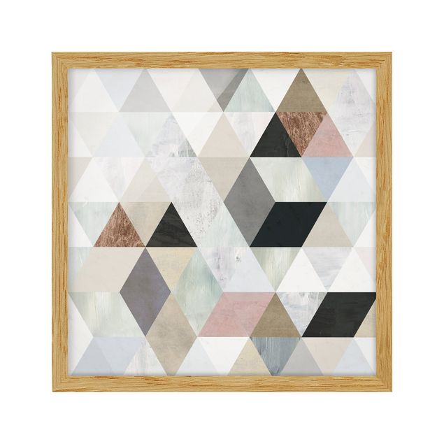 Quadros retro Watercolour Mosaic With Triangles I