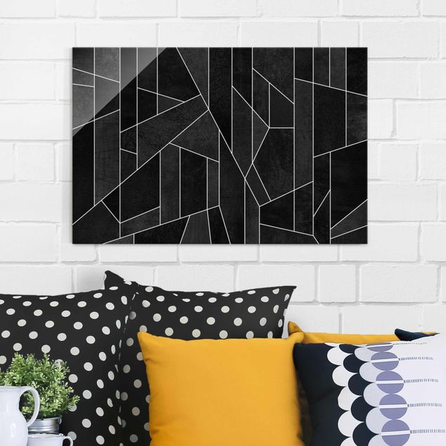 quadro de vidro Black And White Geometric Watercolour